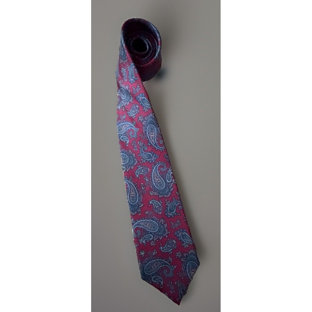 Givenchy Monsieur Neckwear Tie Red Blue Paisley Pattern Silk Italy Vintage JBHS